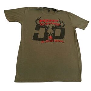 Merry Christmas Shirt Men Medium Green Gym Streetwear Crew Neck Holiday‎ Tee